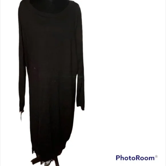 Black Sweater Dress With Lace Bottom
